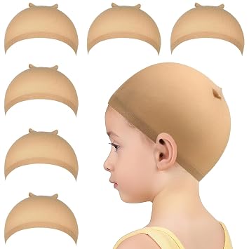 MORGLES 6PCS غطاء شعر مستعار صغير للأطفال ، أغطية تخزين مطاطية للشعر المستعار النايلون لعيد الهالوين ، تأثيري ، حفلة