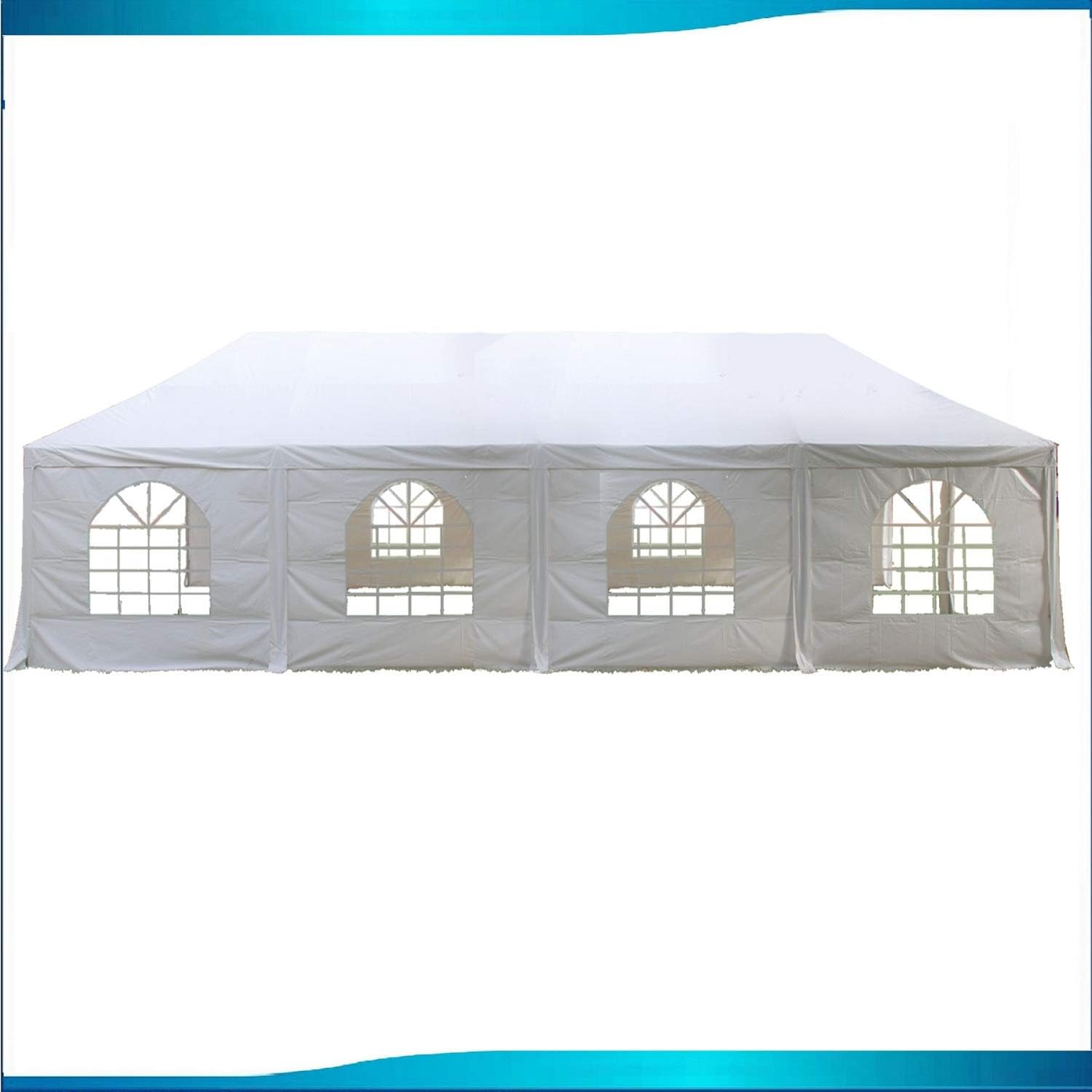 40'x20' PE Frame Tent, Large Heavy Duty Wedding Tent Canopy, Outdoor Commercial Event Shelter Gazebo, Water Resistant Top, Galvanized Steel Poles, Storage Bags