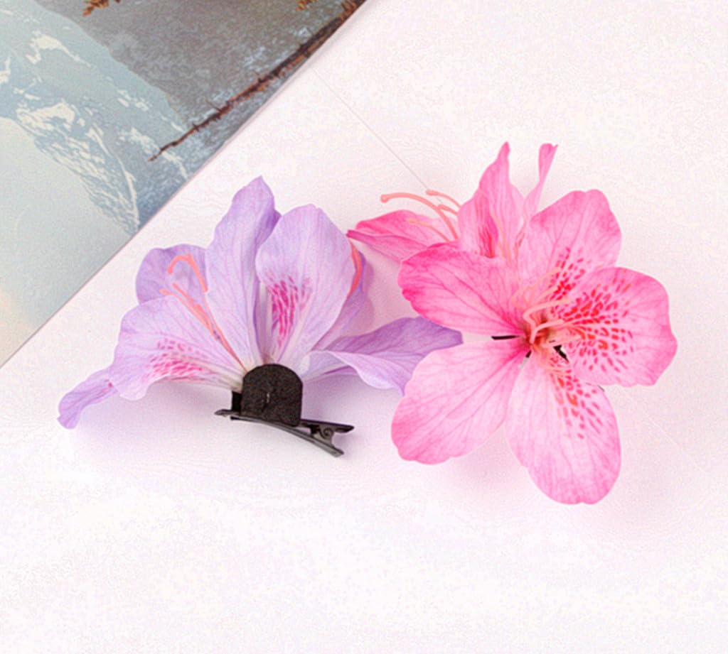 ALIMITOPIA Flower Hair Clip Bohemia Hawaiian Fabric Artificial Azalea Flower Alligator Hair Clip Hairpin Barrette Headdress Bobby Pins Headwear Hair Accessories(4.7 inches;5pcs) - Image 4