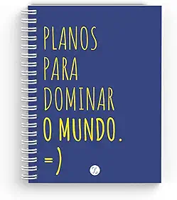 Caderno Capa Dura Pautado A5 - 160 Páginas 21x15cm - Wire-o - Planos para Dominar o Mundo
