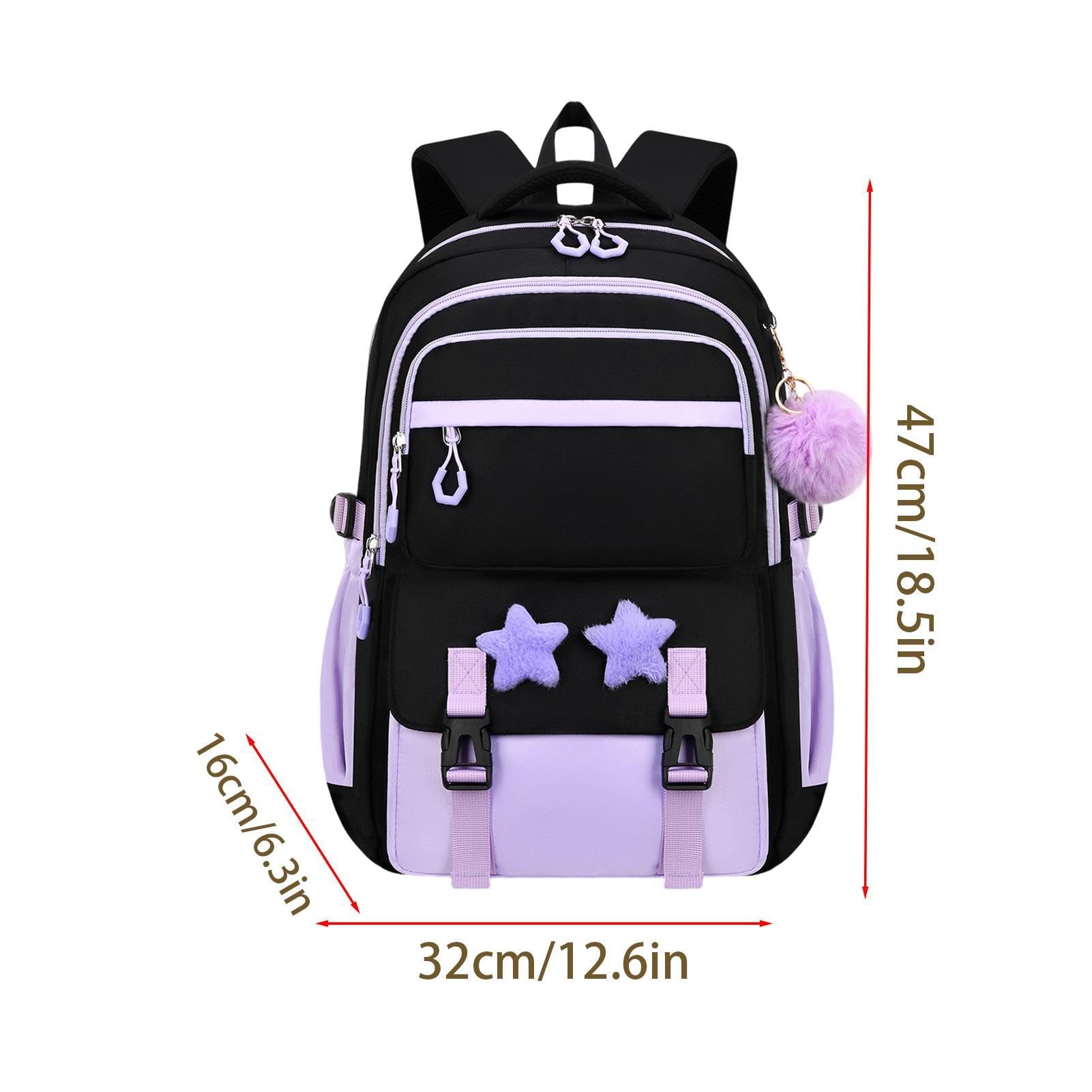 Zaino Da Ragazze Con Portapranzo 3 Pezzi Stella Carina Con Astuccio | Zaino Scolastico Divertente Da Bambini Per Studenti Libri Di Cancelleria Portafoglio Abbigliamento Viaggi All'Aperto