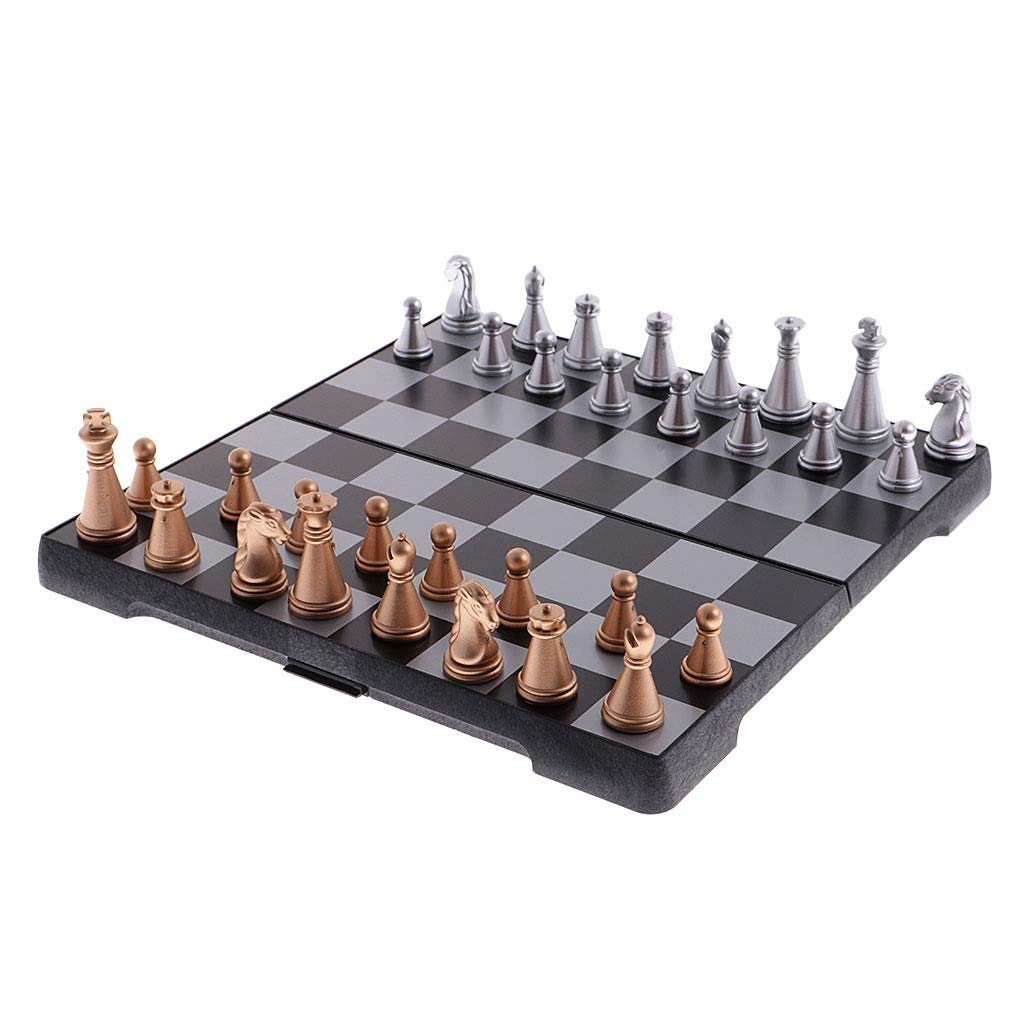 Set di scacchi da viaggio internazionale in legno 3 in 1 con scacchiera pieghevole Giocattoli educativi Intrattenimento campeggio durevole
