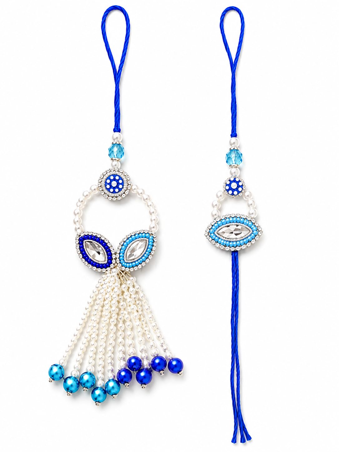 premium handmade pearl rakhi set for brother and bhabhi