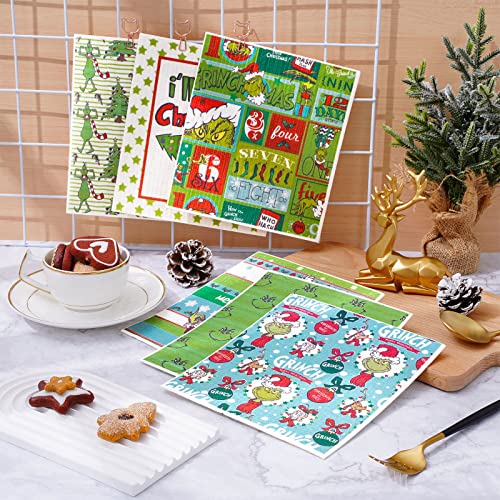 Whaline 6 Pack Christmas Swedish Dishcloths Cartoon Character Kitchen Dish Towel Reusable Funny Xmas Cotton Kitchen Towel For Xmas Holiday Baking Cooking, 7 X 8 Inch #TOP3