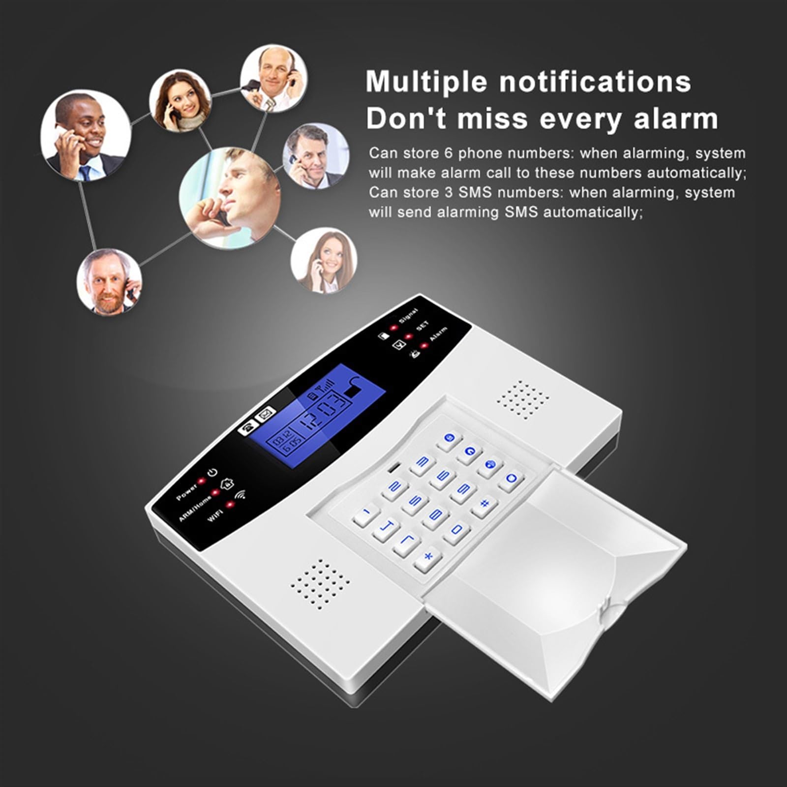 Sistema di Allarme di Sicurezza Domestica, di Allarme gsm 433 MHz Allarme di Sicurezza antifurto Domestico Compatibile con Tuya Smart App