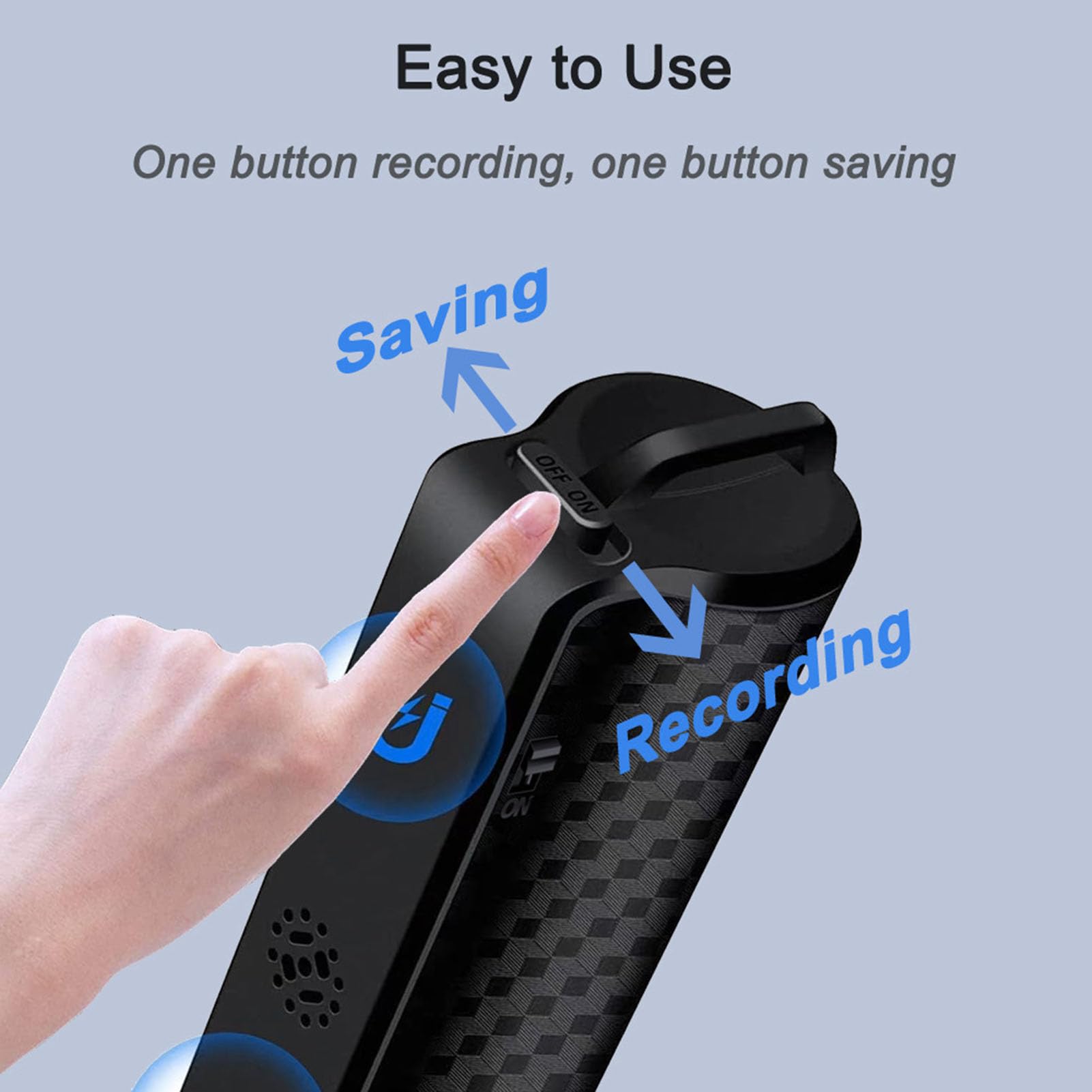 Bewinner Grabadora de Voz Magnética, Grabadora de Voz AI, Reducción de Ruido Triple Inteligente AI, Grabación Continua de 334 H, Pequeña Digital Activada por Voz para Reuniones, (128GB)