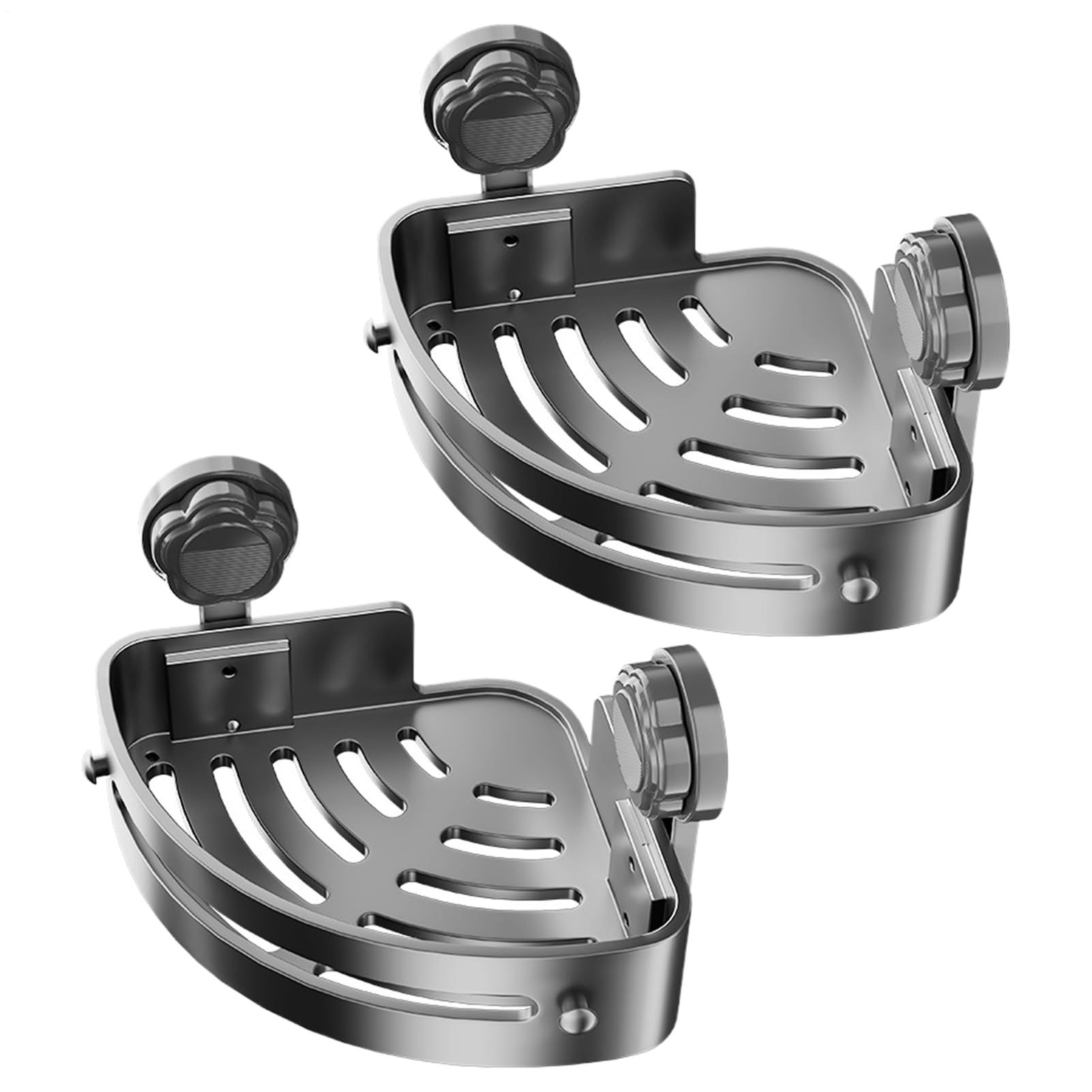 2pcs Bathroom Corner Shelves Cute Flower Suction Cup Bathroom Shower Shelves No Drill Wall Mounted Showers Caddys Basket