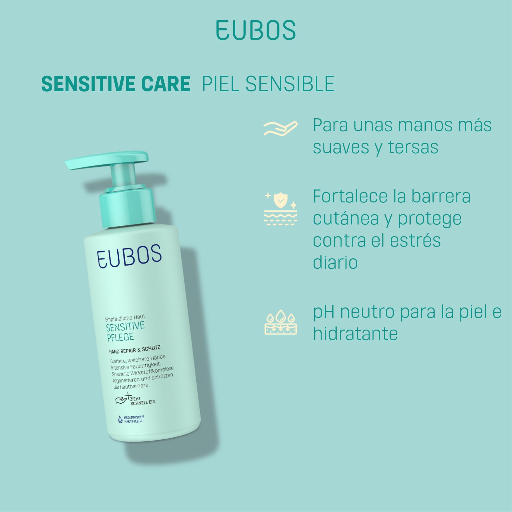 Handcreme zur Reparatur und zum Schutz der empfindlichen Pflege | in einem praktischen Spender | Creme für trockene und raue Hände | schützt die Haut vor täglichen Spannungen | 150 ml