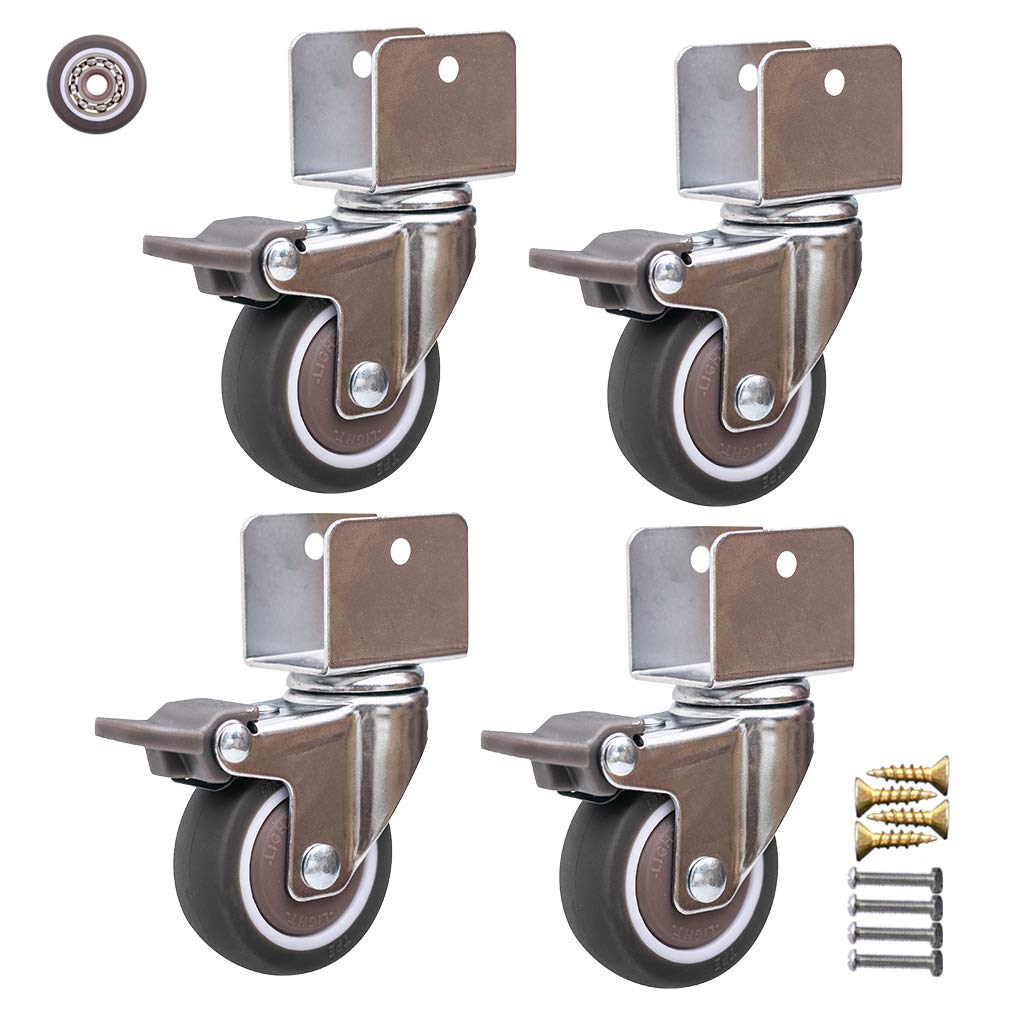MXXQRHF 4Pack UShaped Rubber Swivel Caster Wheels for Trolleys & Cribs NoiseFree ScratchResistant with Precision Bearings Durable & Smooth Mobility