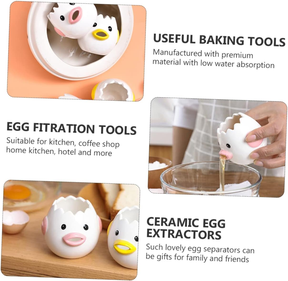 Ceramic Egg Extractor Egg White Separator for Baking White Filtration Tool