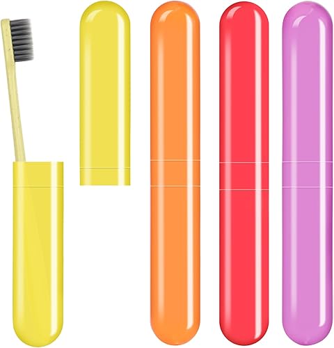 Paquete de 4 fundas para cepillos de dientes de viaje, portacepillos de dientes portátil, estuche de plástico para cepillos de dientes, funda