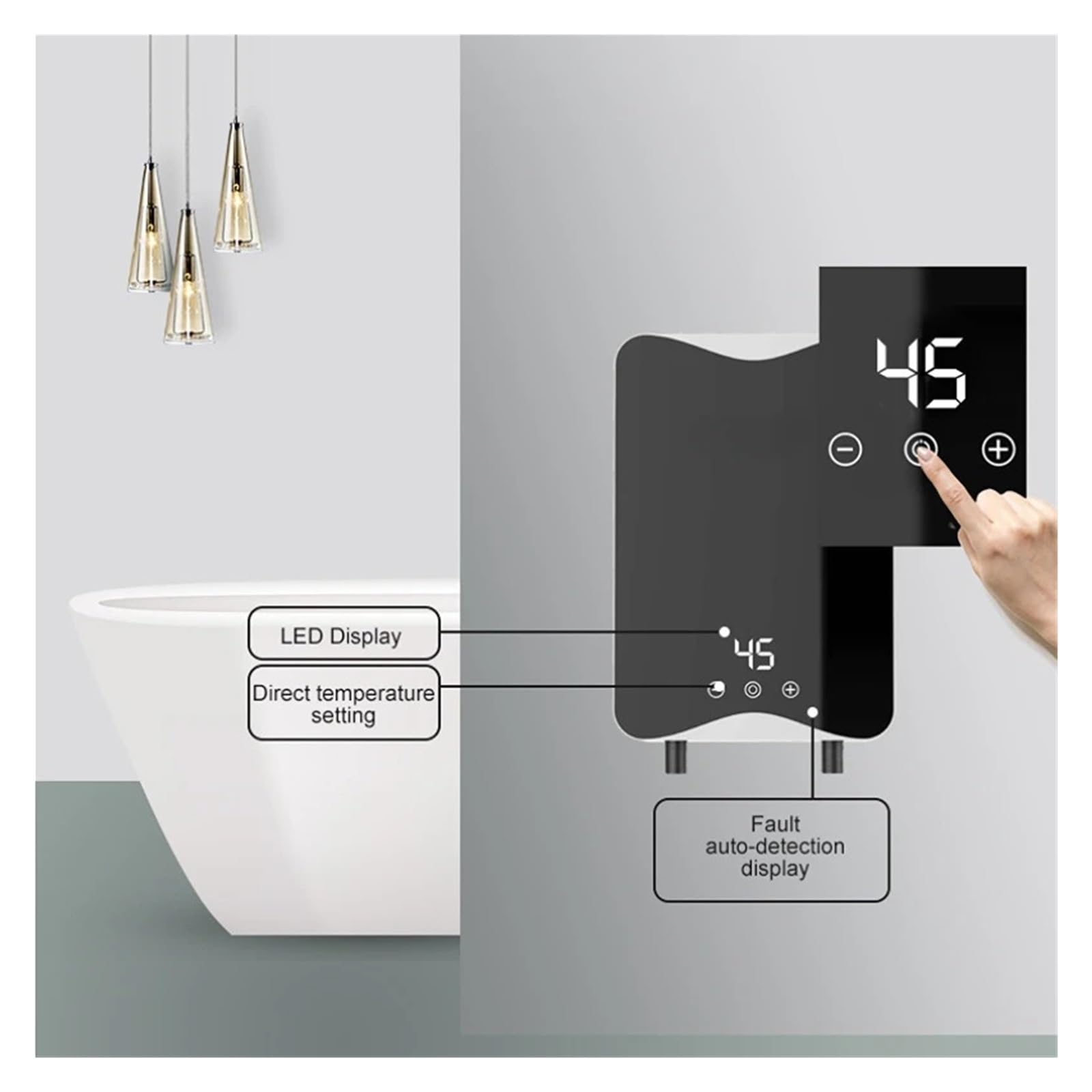 Scaldabagno Elettrico Istantaneo Bagno Macchina Rapida For Acqua Calda Temperatura Costante Intelligente Veloce E Comodo(5500W)