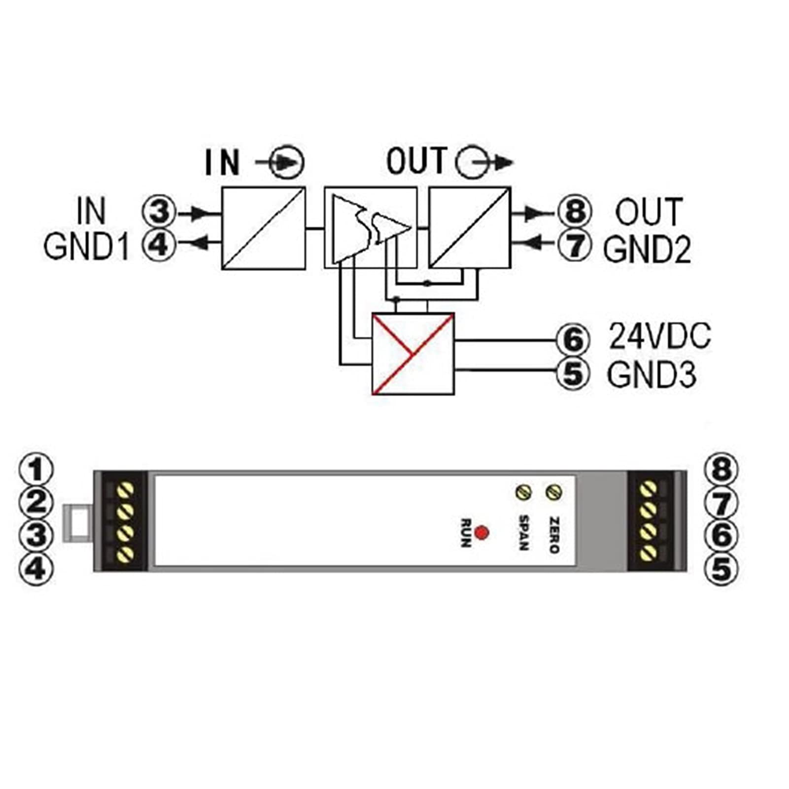 Dimensione Sottile Isolata 0-60mv 4-20mA A 0-10 V 0-5V 0-20mA Modulo Convertitore (Color : 0-60mV in 0-10V out)