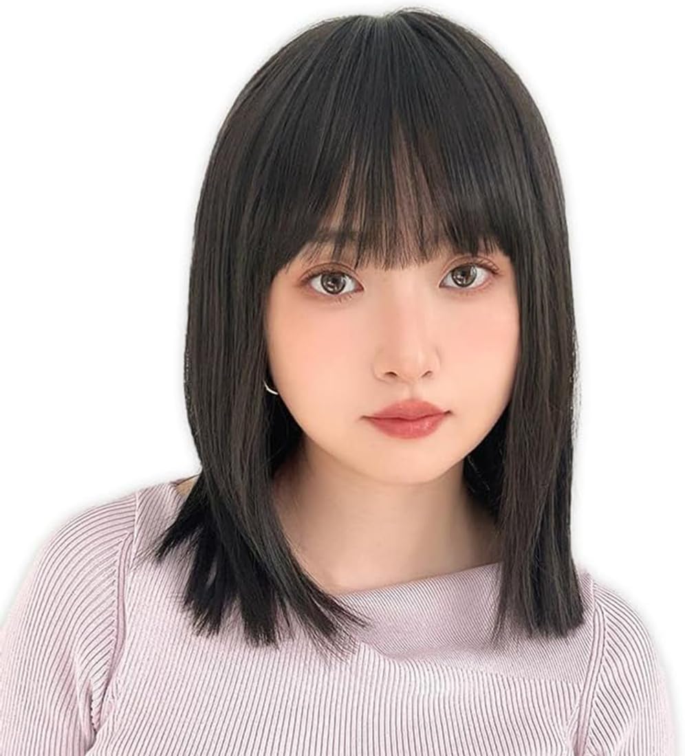 ダークブラウン、 レイヤーセミロングウィッグ 送料無料【人毛MIX】レイヤーセミロング（全2色）人毛ミックス