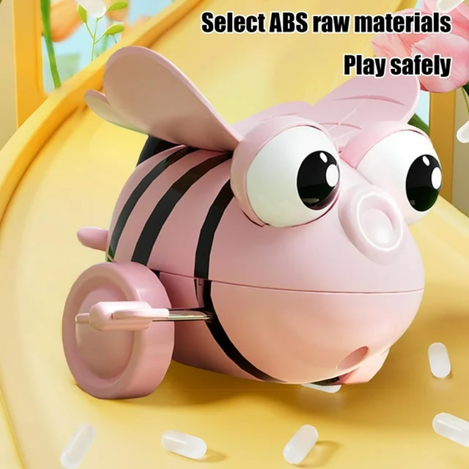 UTPATI Children's Wind-Up Tumbling Bee Early Interactive Educational Bee Baby Development Toy with Mechanical Rolling, Jumping, Crawling and Sitting Toy for Children 2