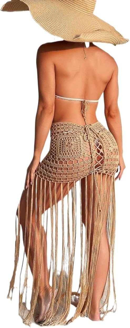 swimsuit coverup for women Sleeveless Beach Cutout Hem Neck Backless Cover Up Dress