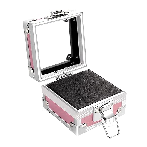 Ranrose Estuche para brocas de uñas, 25 piezas de agujeros para broca de uñas, organizador de almacenamiento de uñas rosa para contenedor de