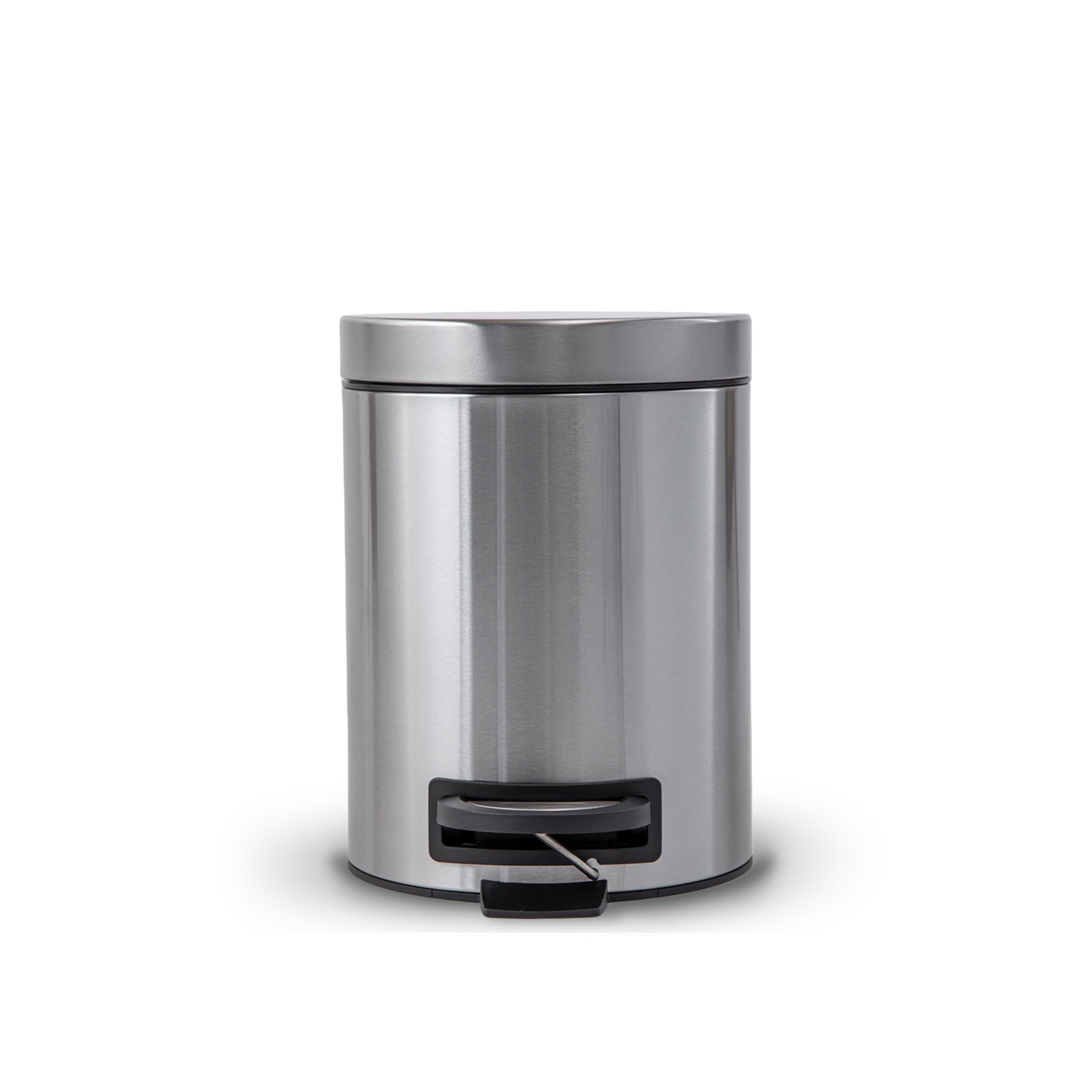 Ninestars JCT-5-2, 5 L Pedal Operated Stainless Steel Kitchen Trash and Garbage Bin with Soft-Close Lid, Stay Open and Reinforced Pedal for Bathroom, Home and Office