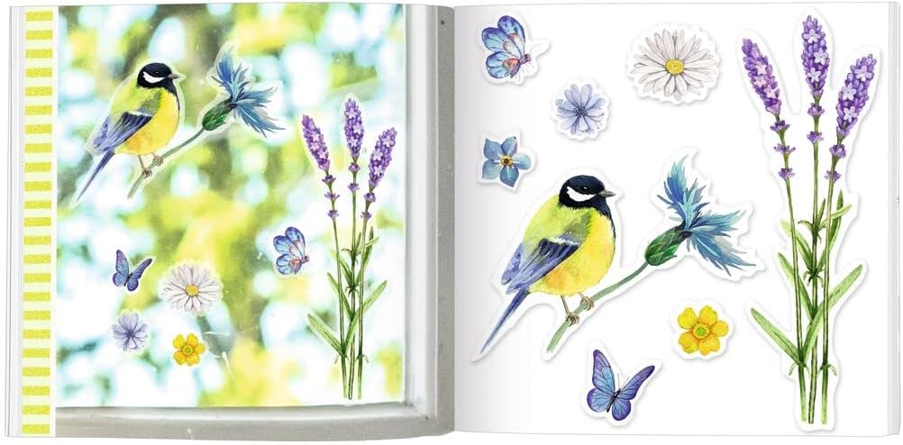 moses. Window Sticker Book Leaf & Blossom - 80 Window Stickers in Book, Window Stickers Collection with Flowers, Blossoms and Birds for Windows, Office Doors or Mirrors, Decorative Gift