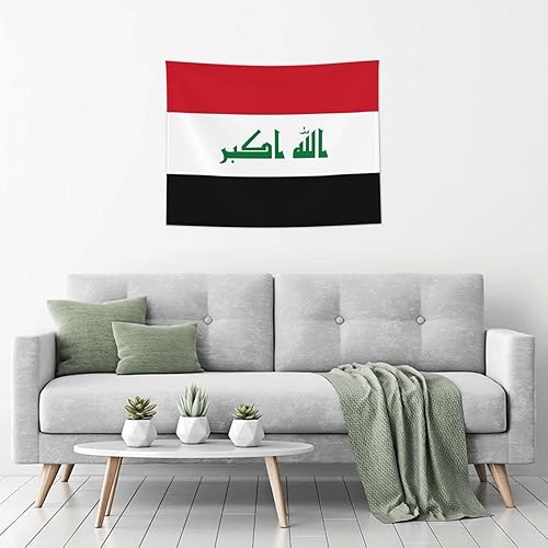 Miniatura 6 de Rqwaaed Tapiz de bandera de Irak adorna perfectamente la pared, 29 x 37 pulgadas
