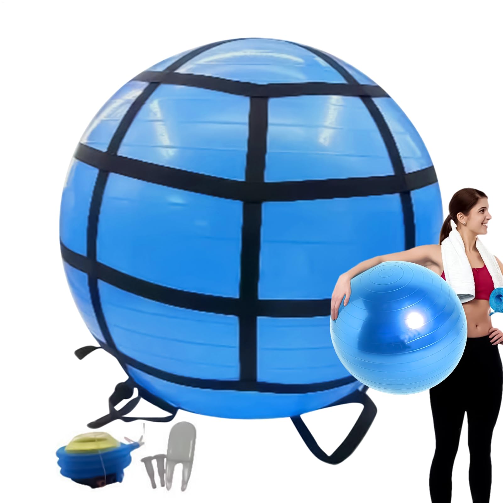 Pelota de Yoga | Pelotas de Yoga para Entrenamiento con Bomba | Equipo de Entrenamiento Doméstico Portátil para Fortalecimiento Muscular Equilibrio Estabilidad Fitness