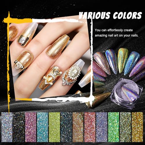 Image of Holographic Nail Powder Chrome Ultra Fine Glitter Powder Set
