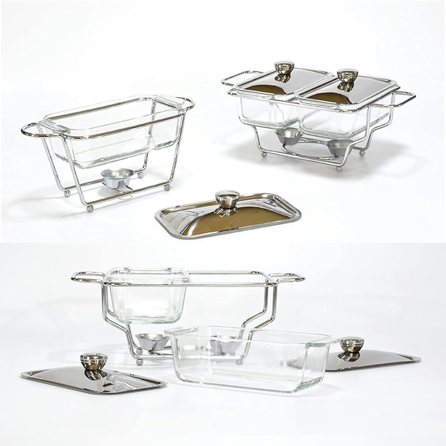 1.3L Stainless Steel Chafing Dish Buffet Set, Full Size Rectangular Buffet Warmer for Wedding, Party, Banquet & Catering(1.3L) ()