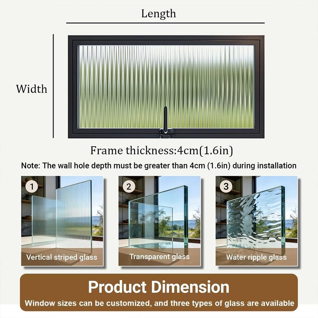 360° Rotation Basement Window with Tempered Glass, Rectangular Sliding Shed Windows,Adjustable Ventilation Windows for Houses,Bathroom,Kitchen,Warehouse(Black 3,28x28in/71x71cm)