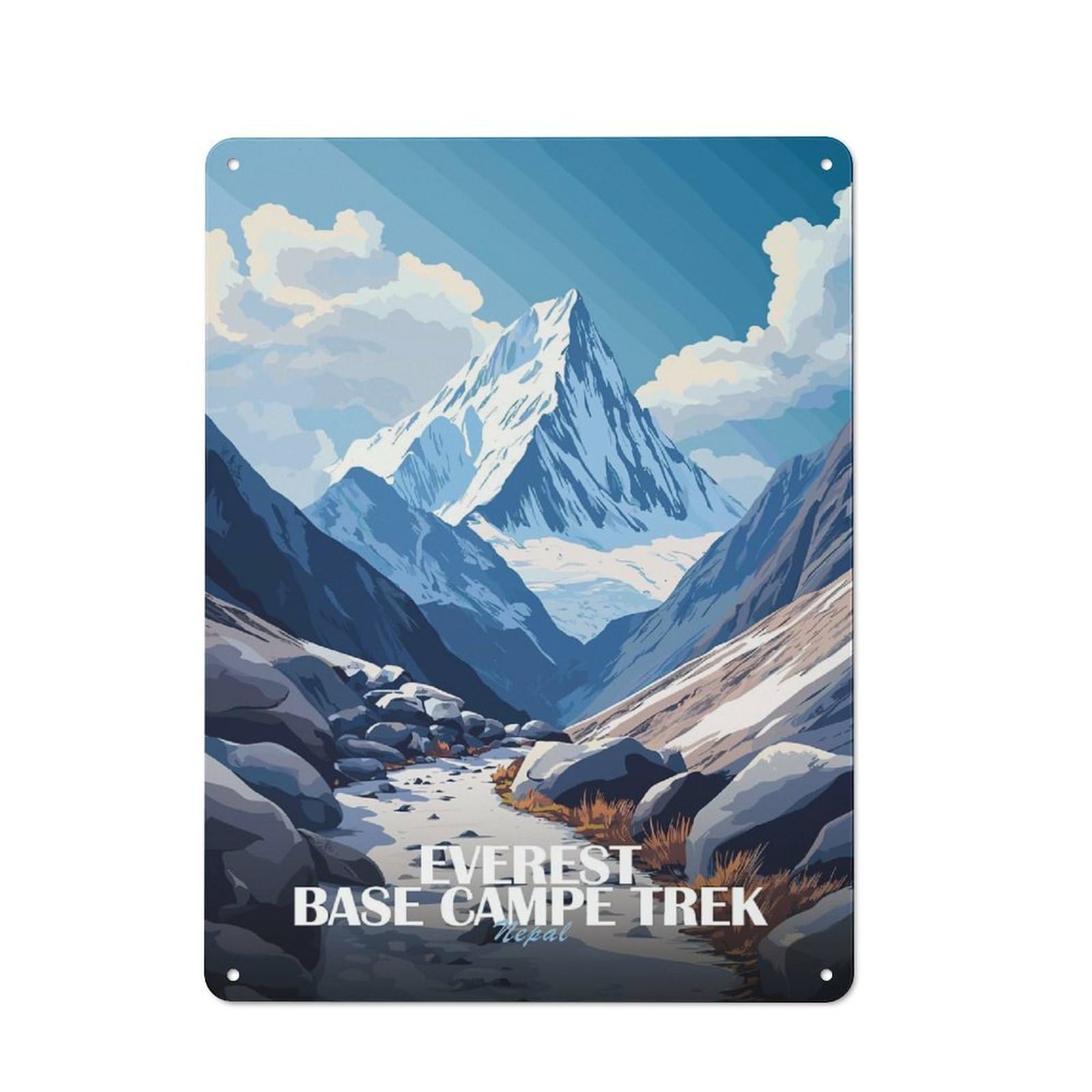 Junmoney Style-17 Everest Base Camp Trek Nepal Tin Sign 40X30cm, Modern Vintage Creative Space Decor For Hobby Room, Office, Lounge Or Living Room