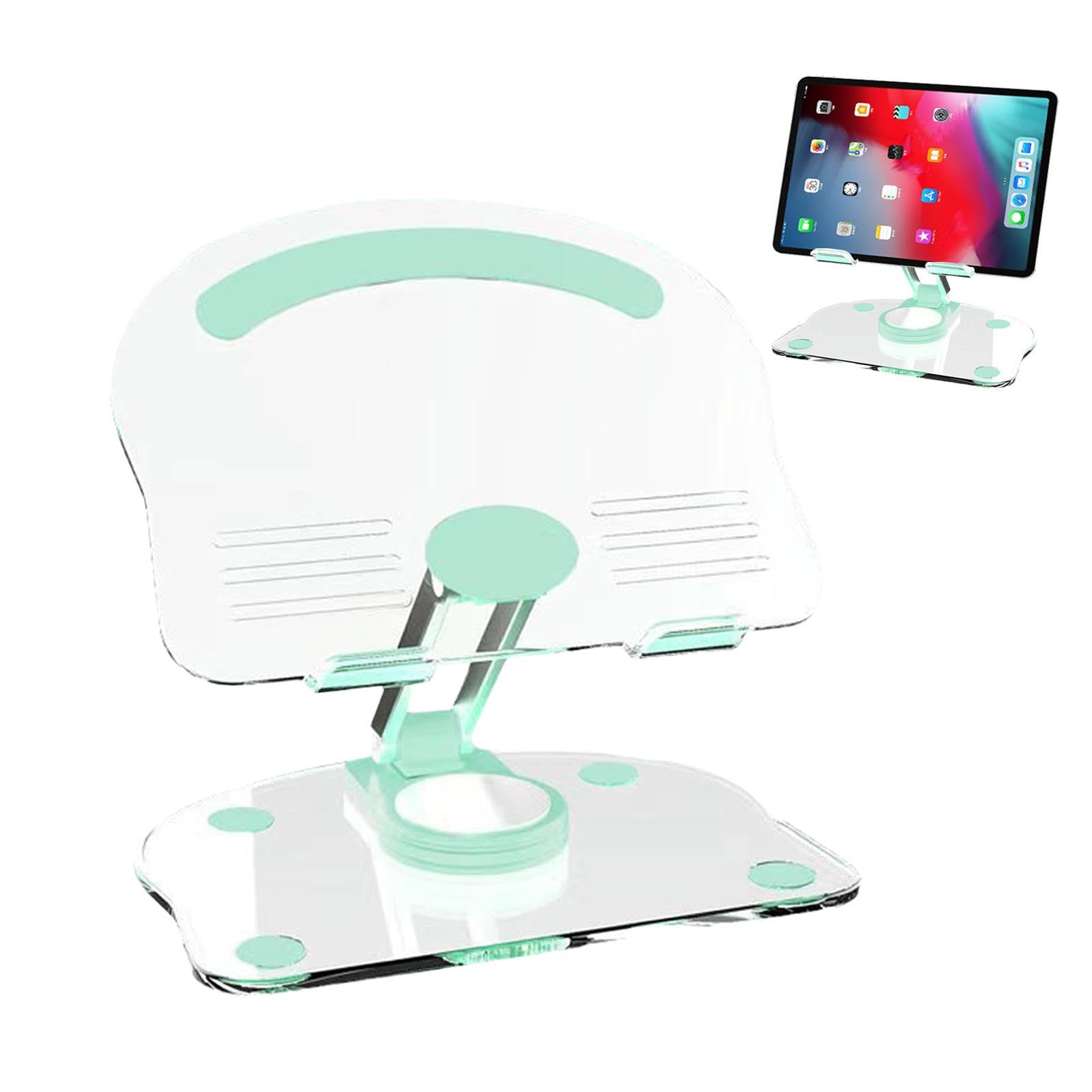 Supporto Per Tablet In Acrilico Trasparente - Regolabile, Girevole 360°, Pieghevole, Per Scrivania, Ufficio, Cucina