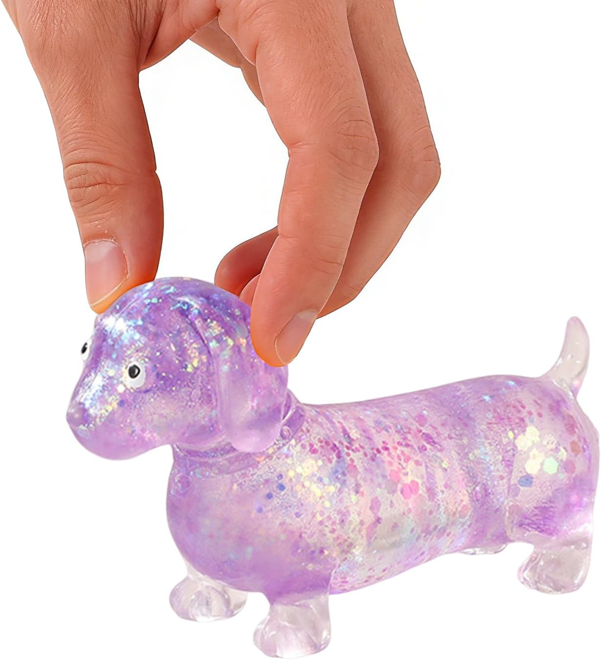 Dachshund Squishy, Sparkly Sausage Dog Gel Stretch Ball,Soft Sausage Dogs Gift Sensory Stress Relief Toys for Adults (D)