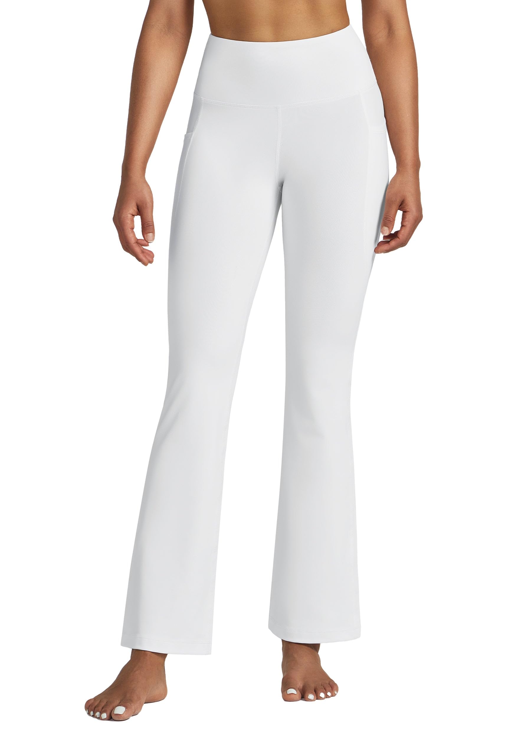 Willit Pantalon de yoga pour femme de 68,6 cm/73,7 cm/78,7 cm/83,8 cm, leggings évasés, taille haute, contrôle du ventre, pantalon d'entraînement avec poches