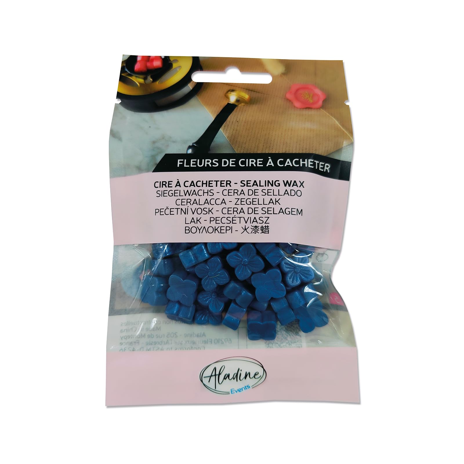 Aladine - 60 Wax Beads for Sealing - Slate Blue Pearlescent - for Wax Seal - Wax Flowers - for Weddings, Births, Letters, Mails, Menus & Gifts - 72641