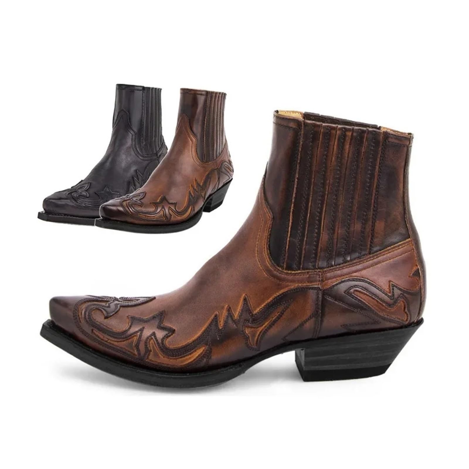 Santiag Homme Bottes de cowboy western for hommes et femmes, pointures 35 à 48, chaussures pointues avec broderie, bottines for hommes