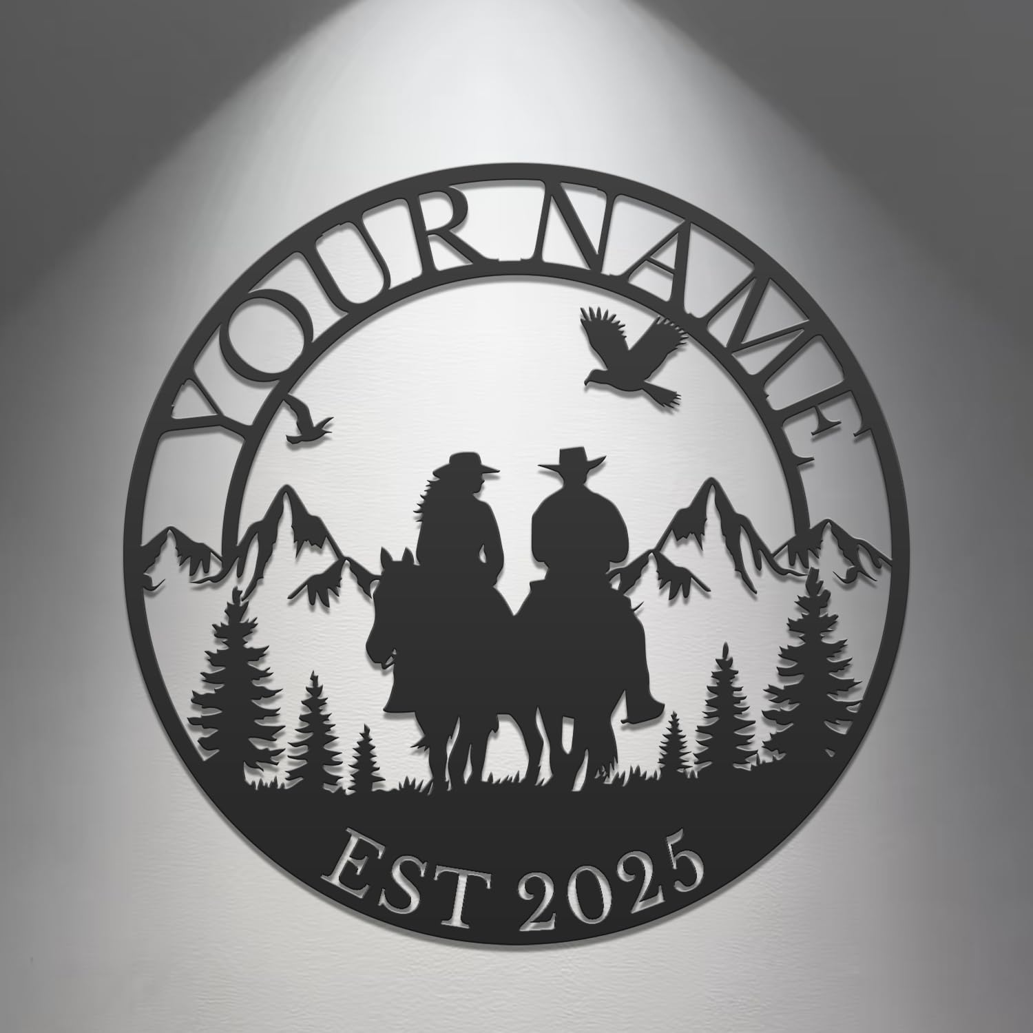 Pailideart Style-8 Personalized Cowboy Metal Wall Art - Custom Western Name Sign For Ranch & Saloon Decor - Unique Rodeo Gift For Cowboys & Cowgirls (Style-8)