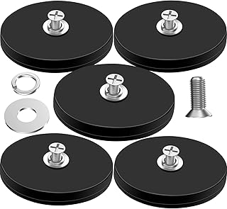 5Pack Rubber Magnets Strong, Neodymium Round Magnets with Thread D43x6mm M4 Bolt on Magnet, Flat Magnet with Hole Countersunk Head for Screwing on Car Lights Pot Magnete