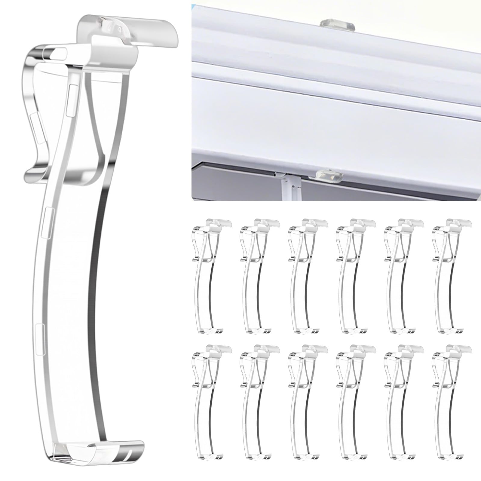 Photo 1 of 12 Pcs Valance Clips for Blinds 3.25 Inch Clear Window Blind Hidden Valances Clips for Horizontal Window Blinds Valance