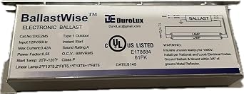 BalastWise Electronic Ballast, Type DXE2M5, Input 120V/60Hz, 0.55A, 20-115F