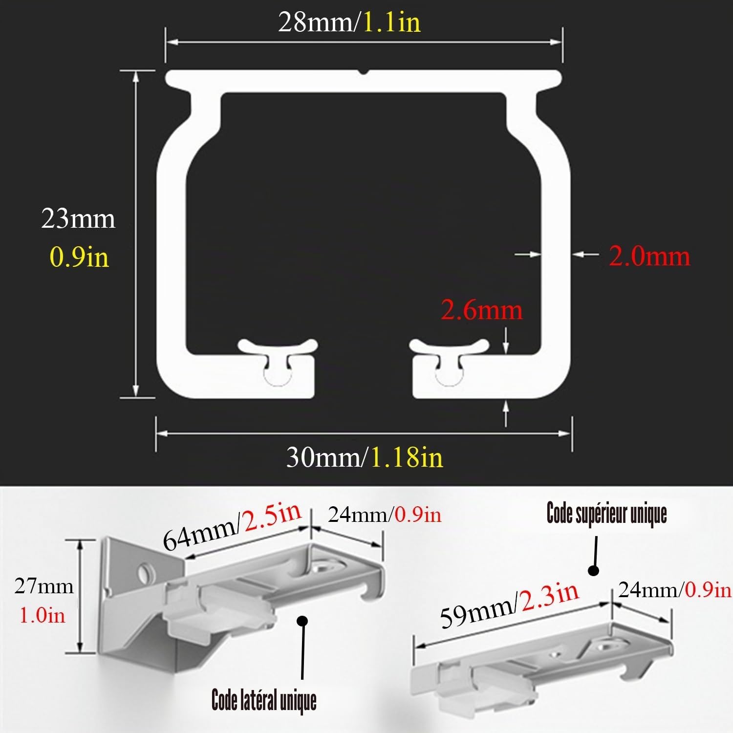 Rail De Rideau Robuste, Rail Rideaux En Alliage D'aluminium, Séparateur De Pièce De 100-500cm, Tringle À Rideaux Coulissante Pour Plafond Et Mur(A-ceiling,170cm/66.9in(2x85cm))