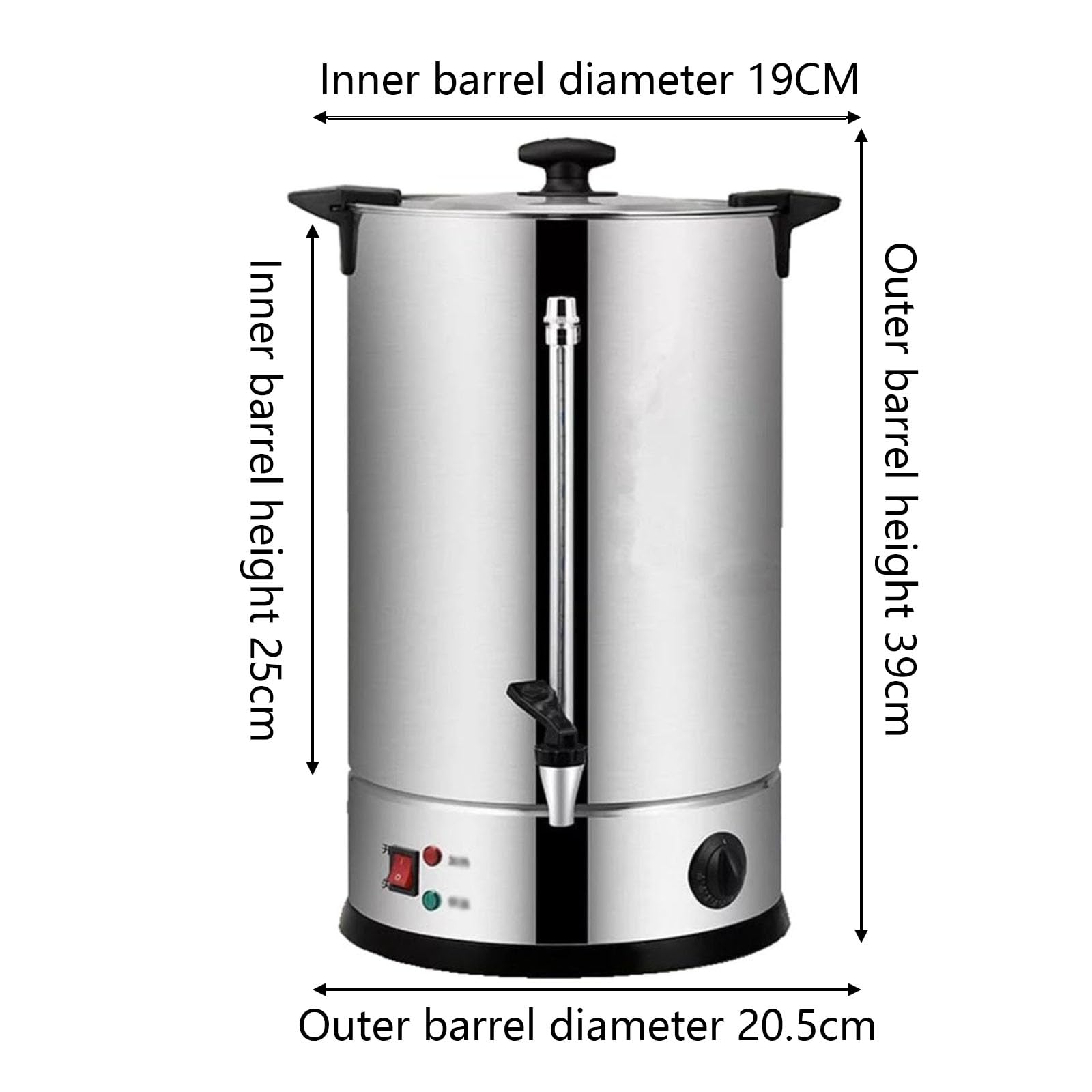 Urna Elettrica per Il tè, Urna per Acqua Calda Commerciale in Acciaio Inossidabile da 40 Litri con Rubinetto, Secchio Isolato per caffè, Acqua E Latte, 12 Litri,10L