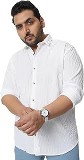Urbano Plus Men's Cotton Full Sleeve Regular Fit Textured Shirt with Spread Collar Price In India
