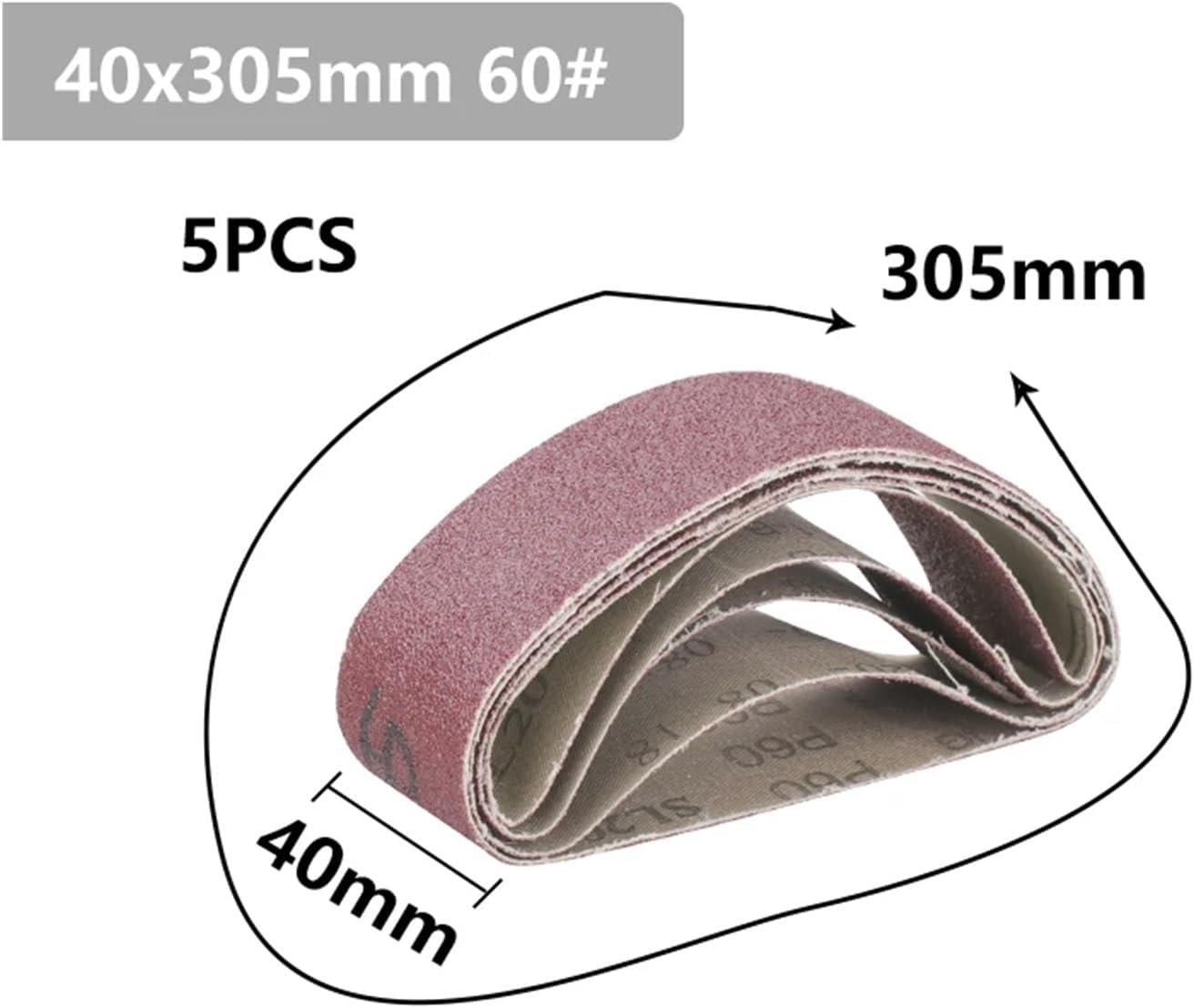Sanding Belts 5Pcs Sanding Belts 305x40mm Abrasive Sheet Sander Angle Grinder Sandpaper Belt Machine Tool(60 Grit)