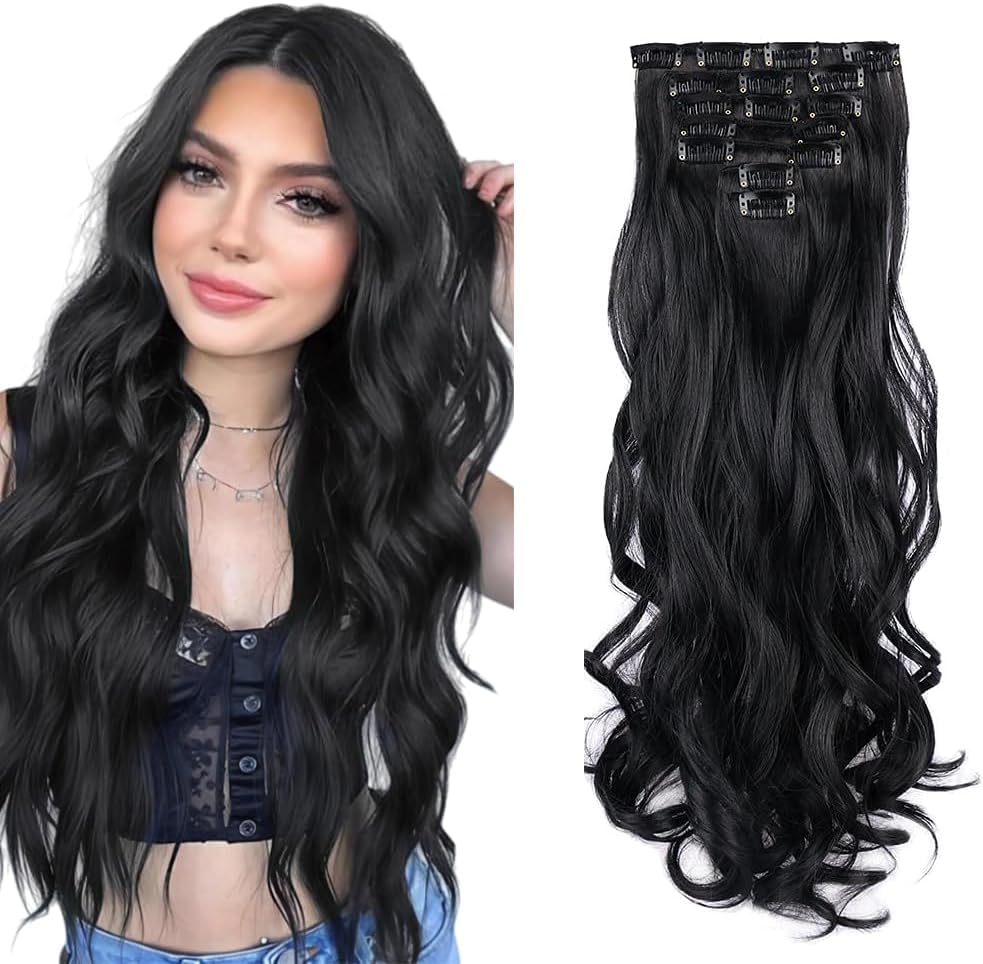 Extension cheveux naturel clip in natural black 20 inch 120g