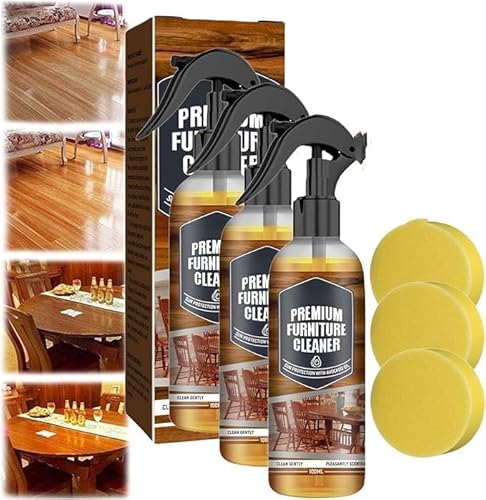 フロア用つや出し洗剤 強力洗浄&メンテナンス 床クリーナー 木材用 フローリング 家具 ドア キャビネット 階段対応 3in1ケア スプレータイプ 1個入り (3pcs)