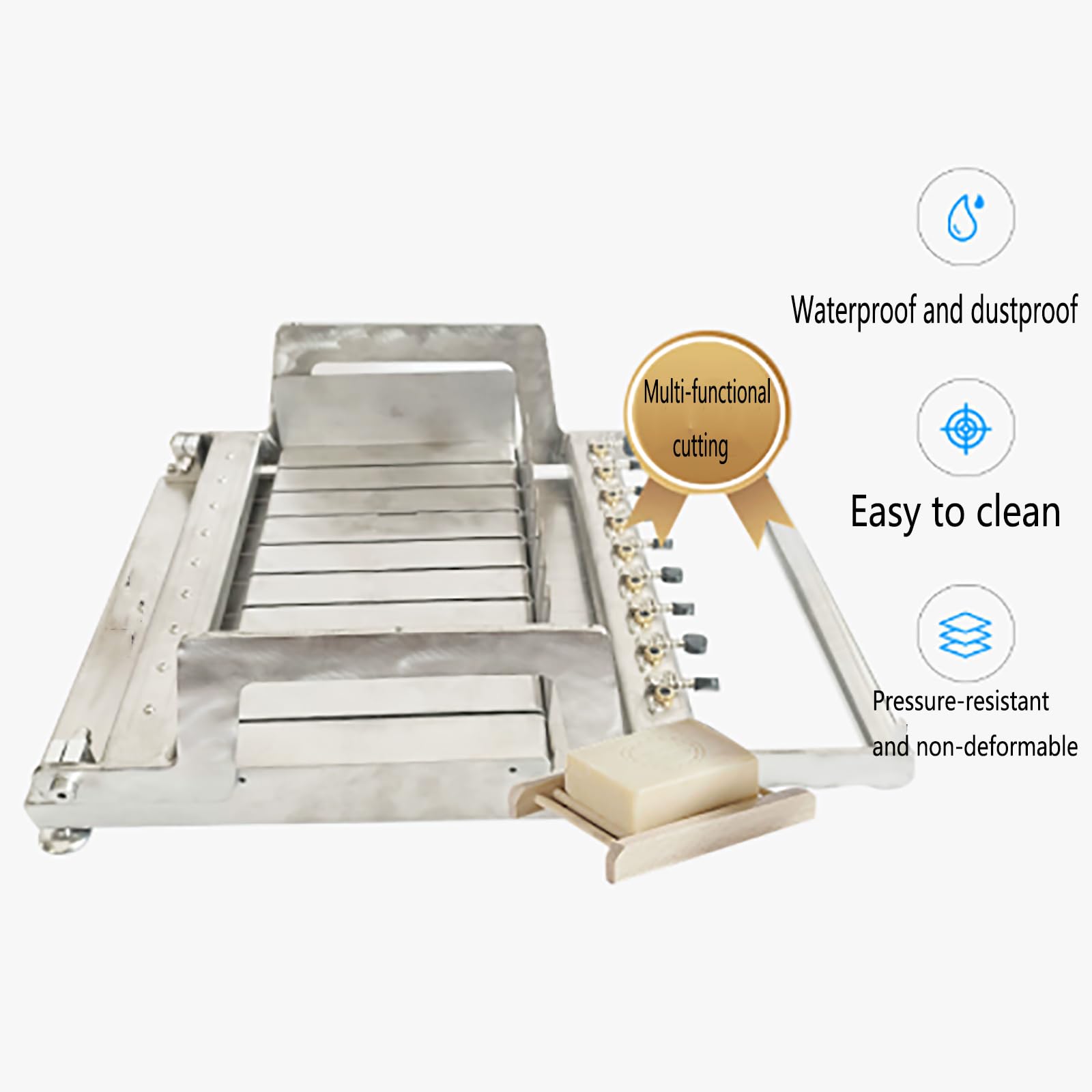 Questo Taglia Sapone Regolabile in Acciaio Inossidabile con Tagliere è Uno Strumento Professionale per la Produzione di Sapone Fai-da-Te, Che Consente Un Taglio preciso e Un Facile utilizzo.