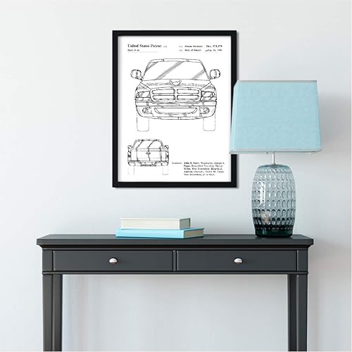 Andaz Press Póster de decoración de pared con estampado de patente negra moderna sin marco, 8.5 x 11 pulgadas, aviones, trenes, automóviles, Dodge