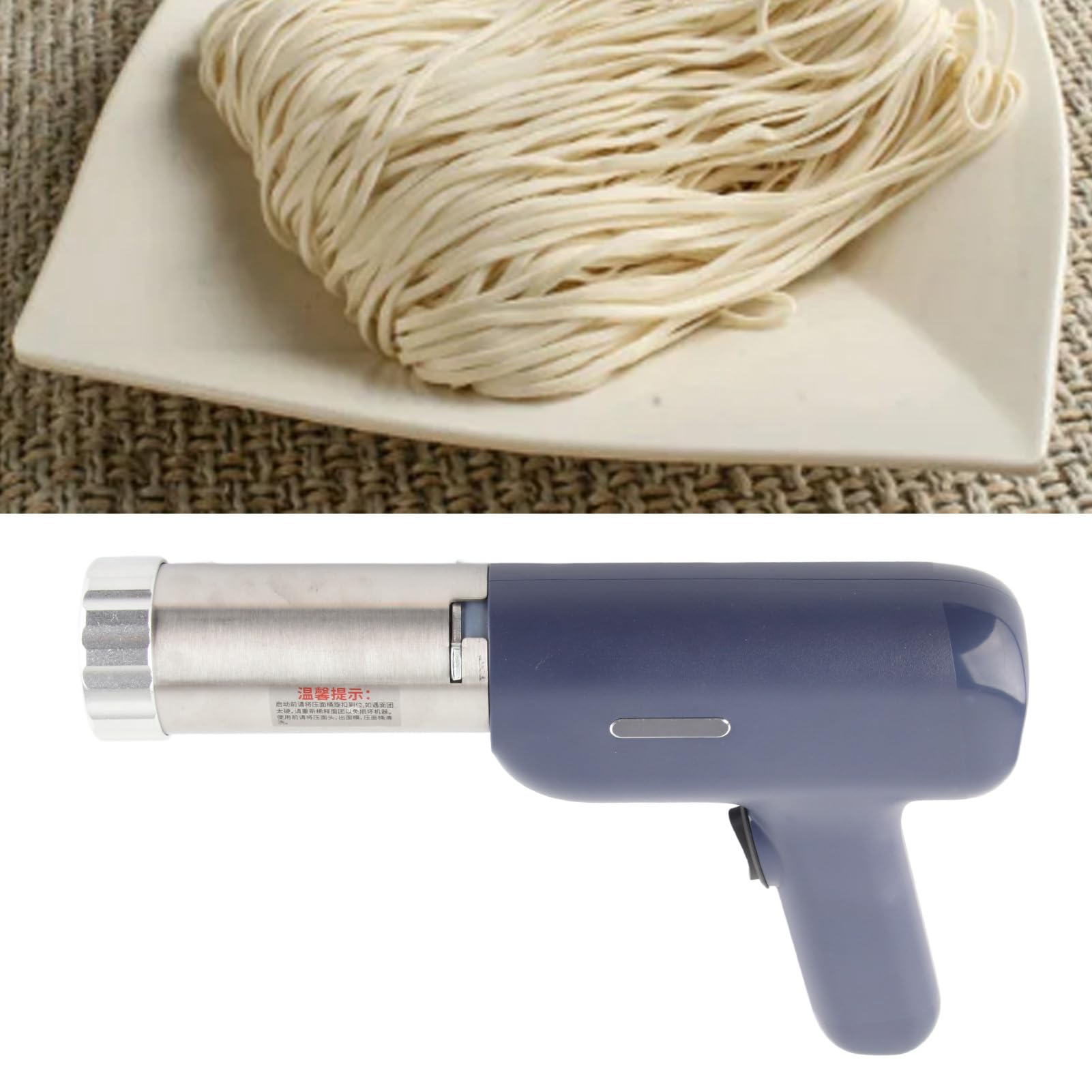 Electric Pasta Maker, 304 Stainless Steel Cordless Handheld Automatic Noodle Maker Machine with Built in Lithium Battery, Portable for Hele Noodles and Sausages, No load