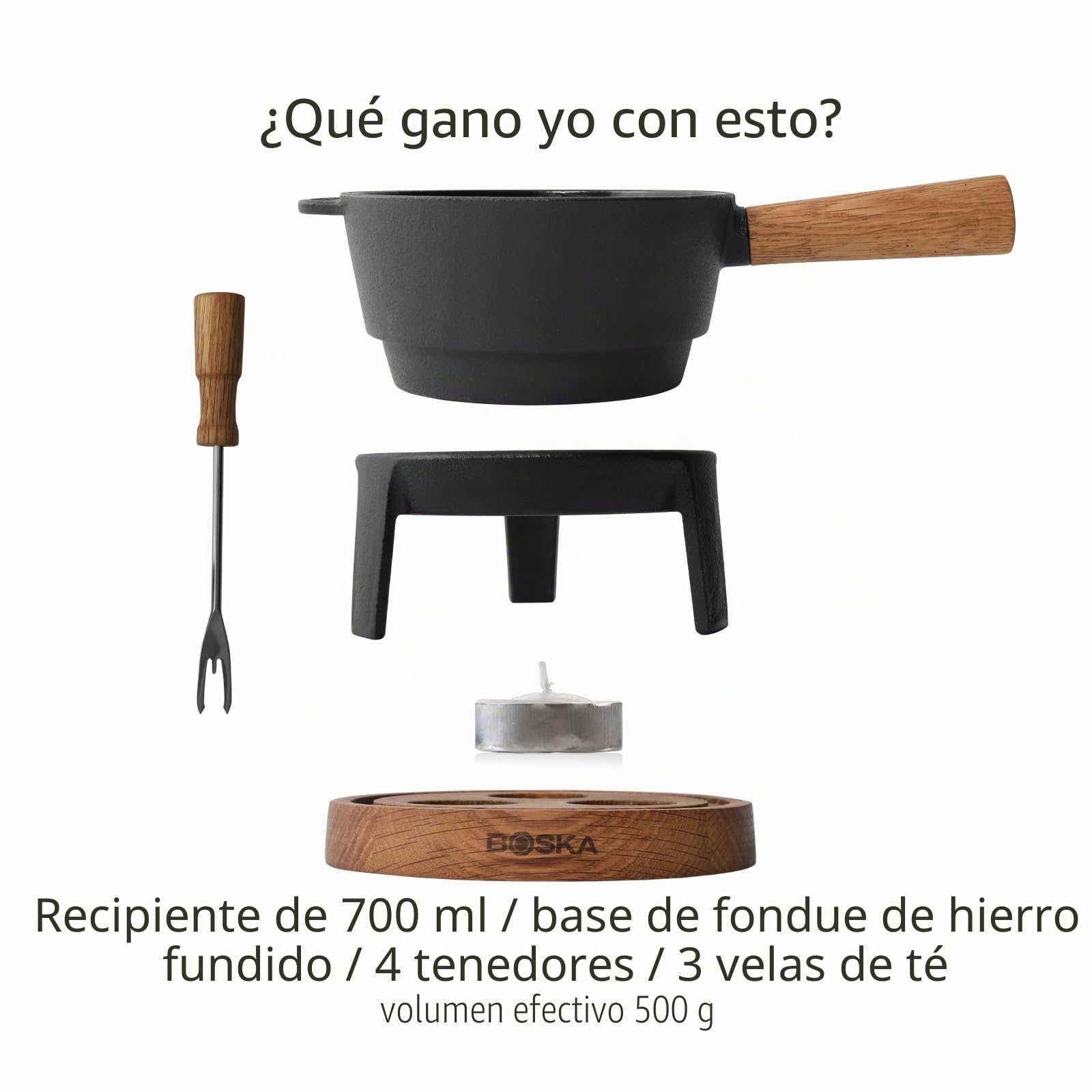 Boska Set de fondue Pro S - Por 350 gramos queso derretido - 700ml