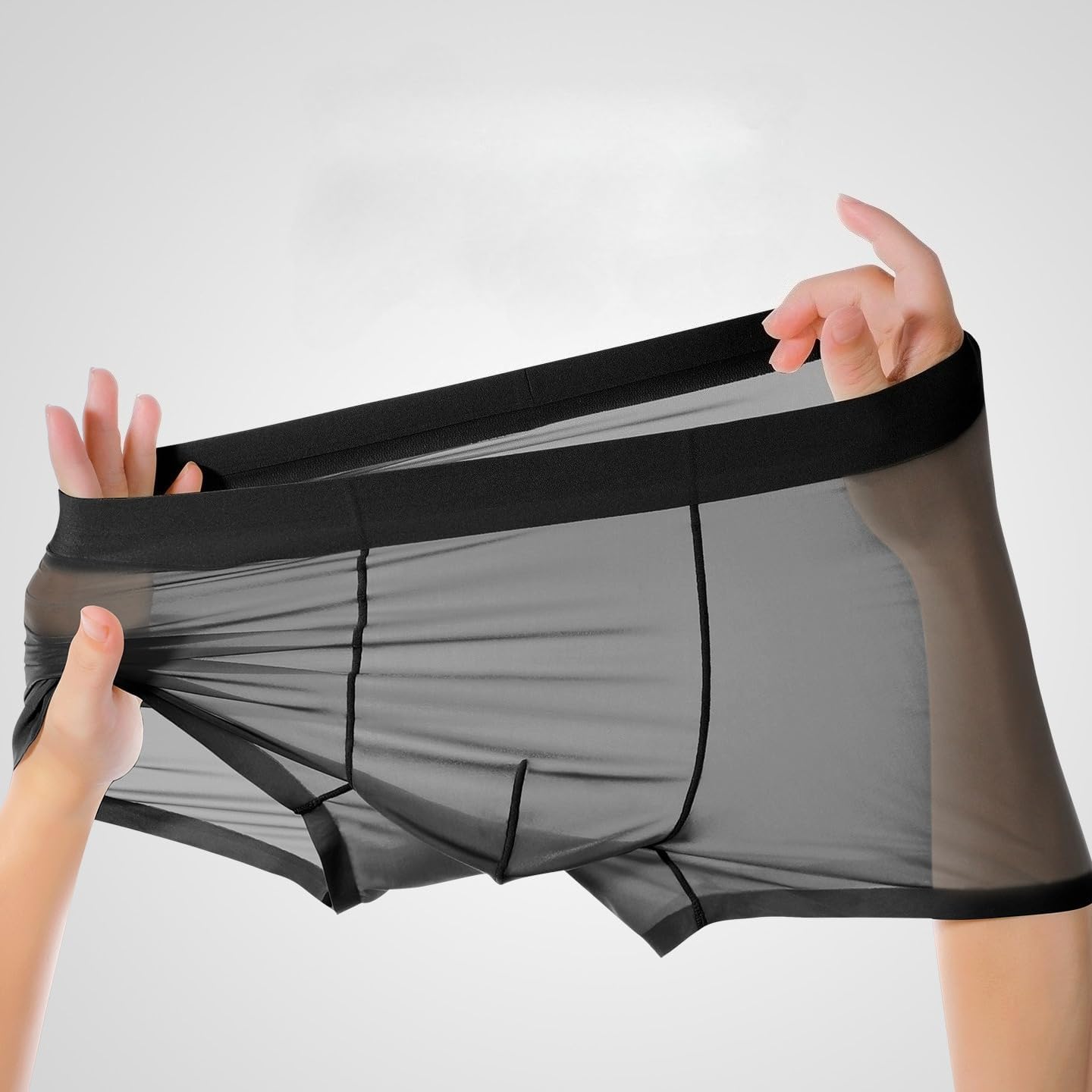 Ultra-Thin Ice Silk Men's Underwear Shorts Comfortable Breathable Sexy Sheer Seamless Boxer Briefs