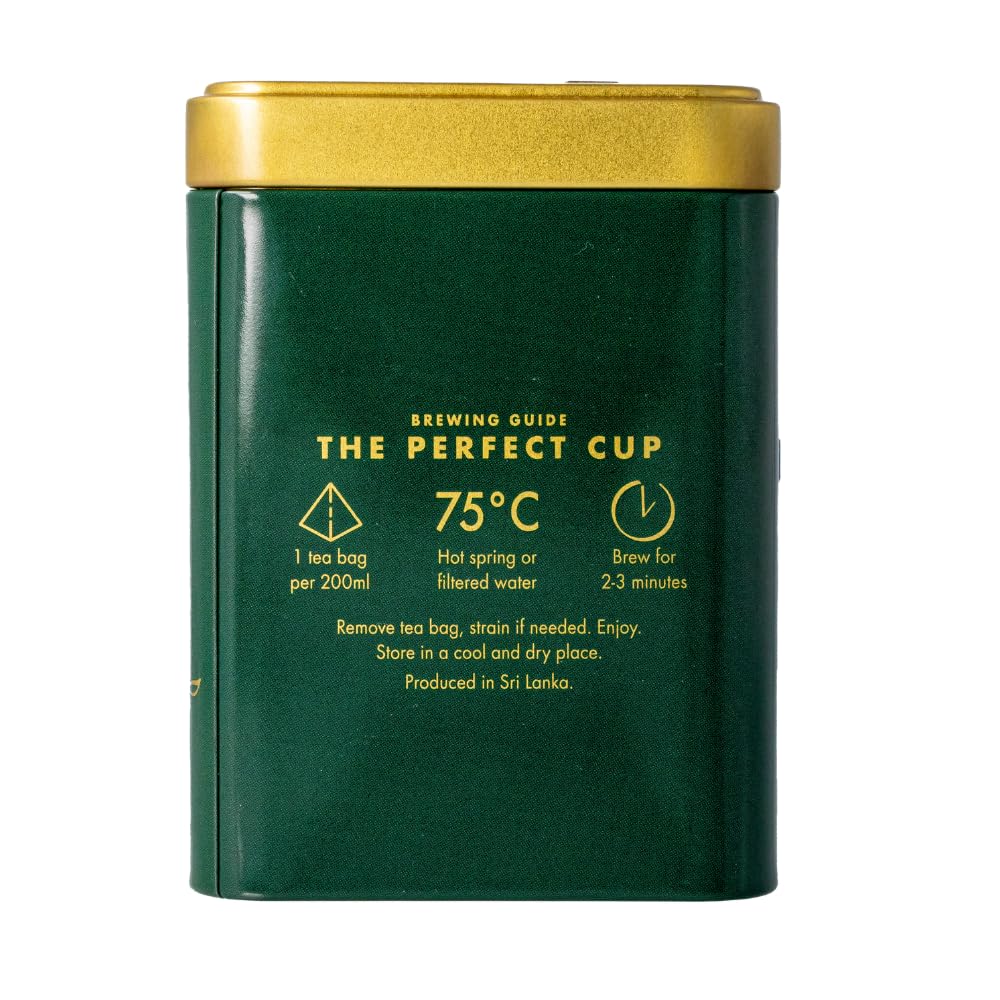 Dilmah Pure Ceylon Green Tea - 85 Reserve Ceylon Green Tea with Mint - 40 luxury leaf tea bags in two tin caddies to preserve freshness - A Refreshing Flavored